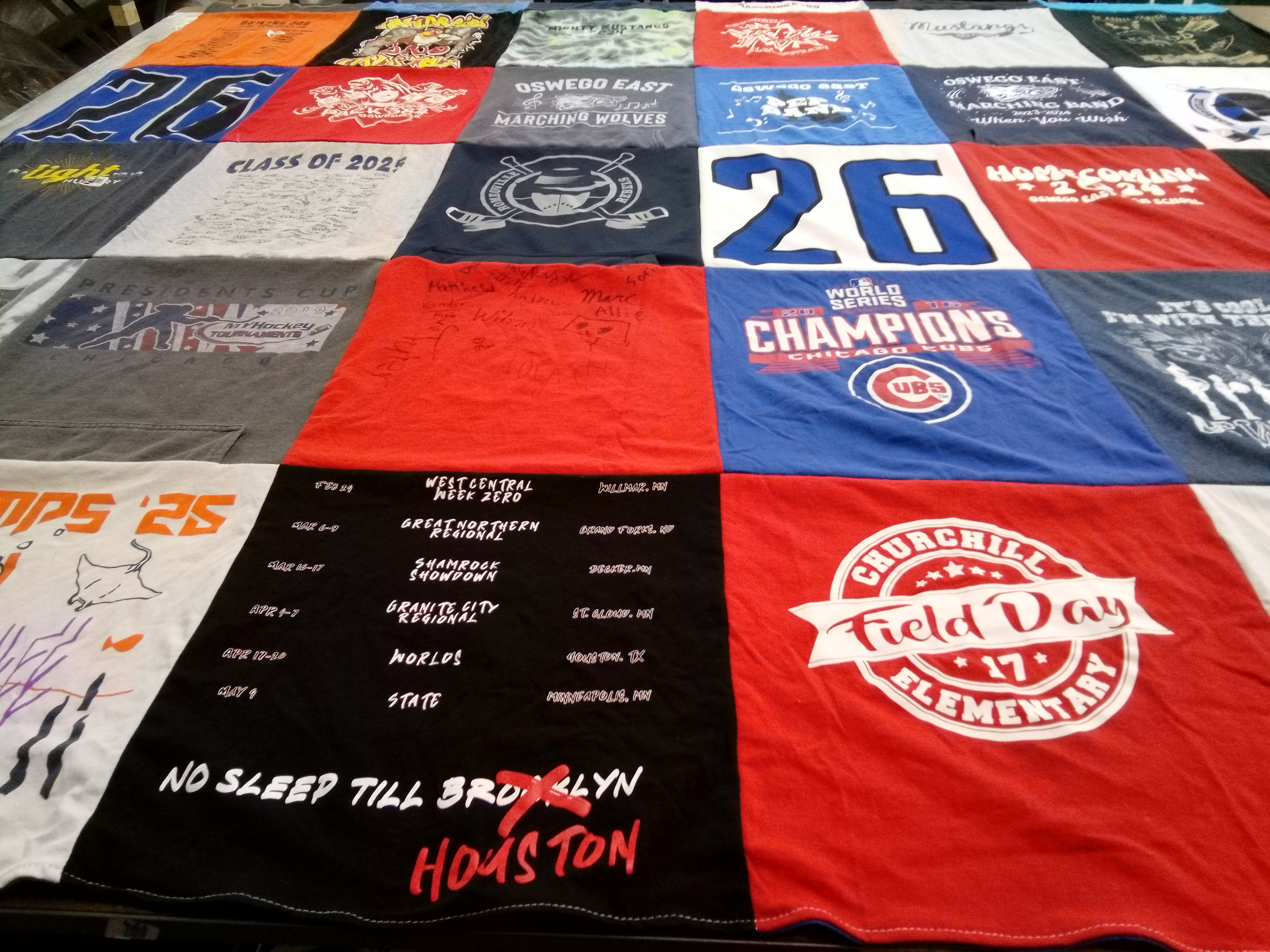 T-shirt quilt featuring oswego east marching band, oswego east marching wolves by Susan from IL