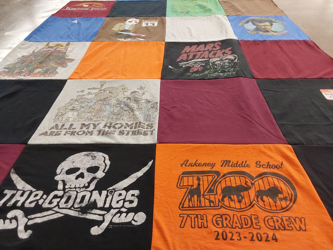 T-shirt quilt from ankeny middle school by Mary from OH