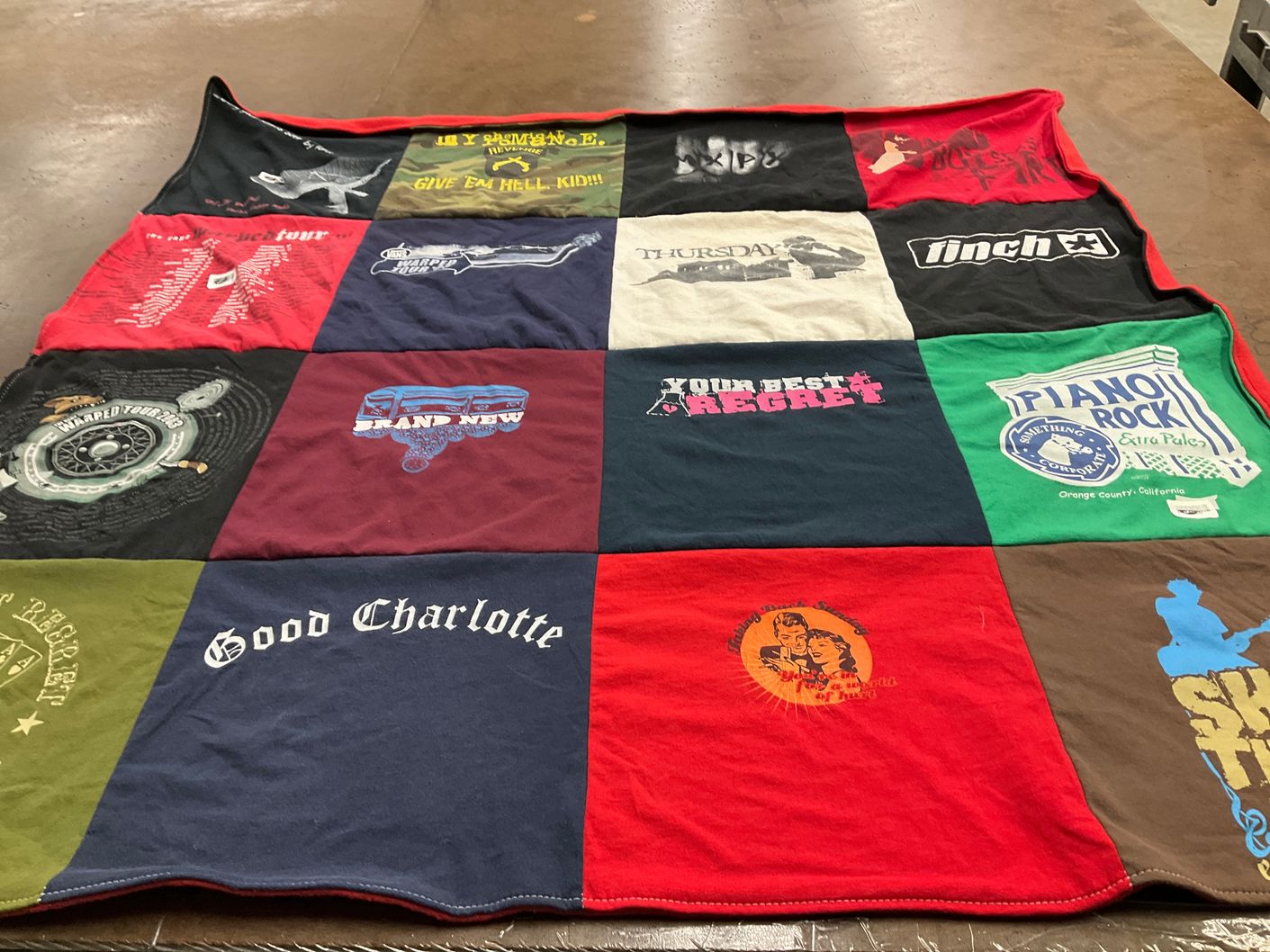T-shirt quilt with music, concerts themes by Stacy from DE