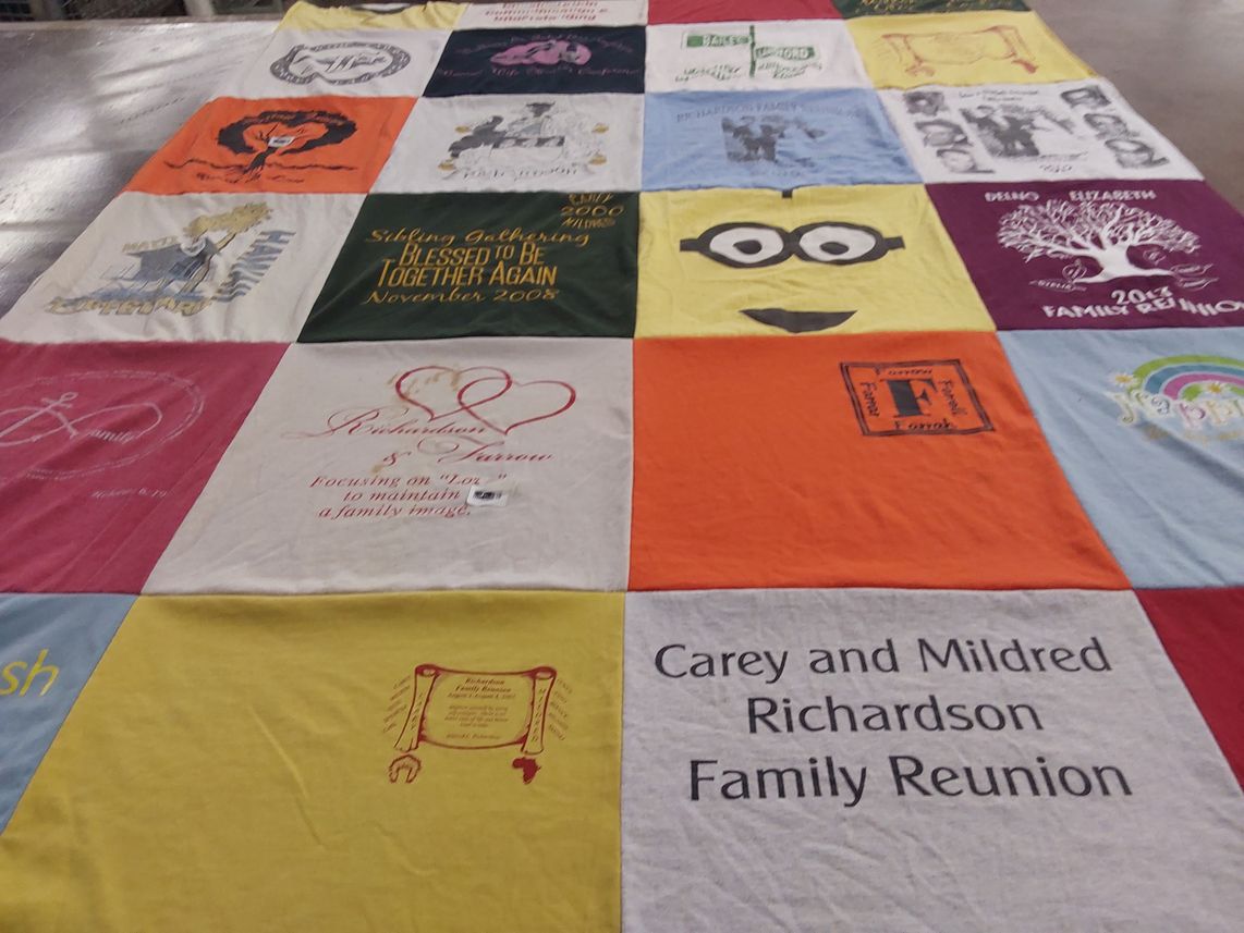 T-shirt quilt with family gatherings, family connections themes by Ayana from NC