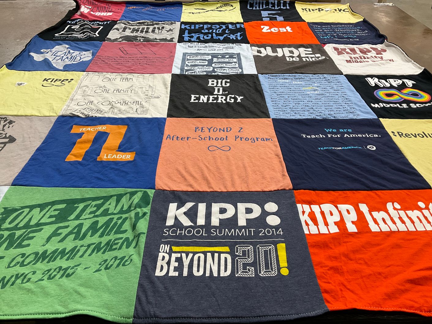 T-shirt quilt from kipp middle school, kipp infinity by Aaron from NJ