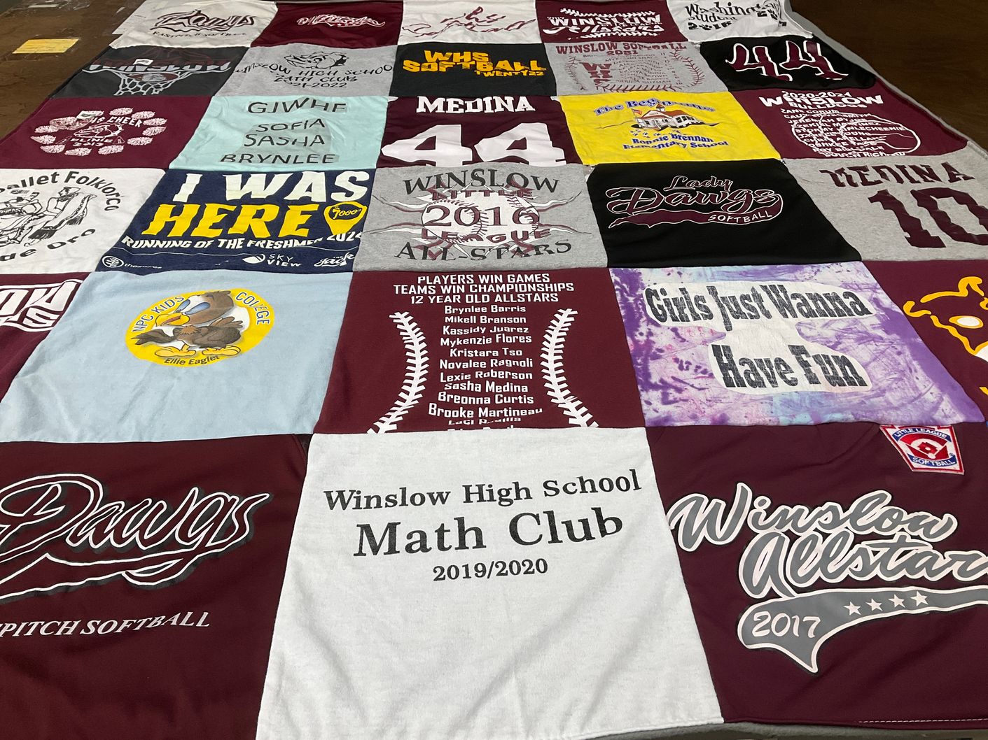 T-shirt quilt featuring winslow allstars, lady daws by Viviana from AZ