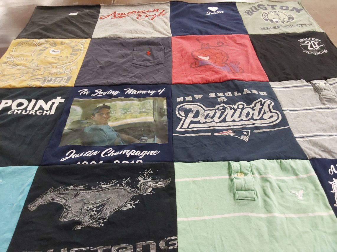 T-shirt quilt featuring >new england patriots by Mary Lou from MA