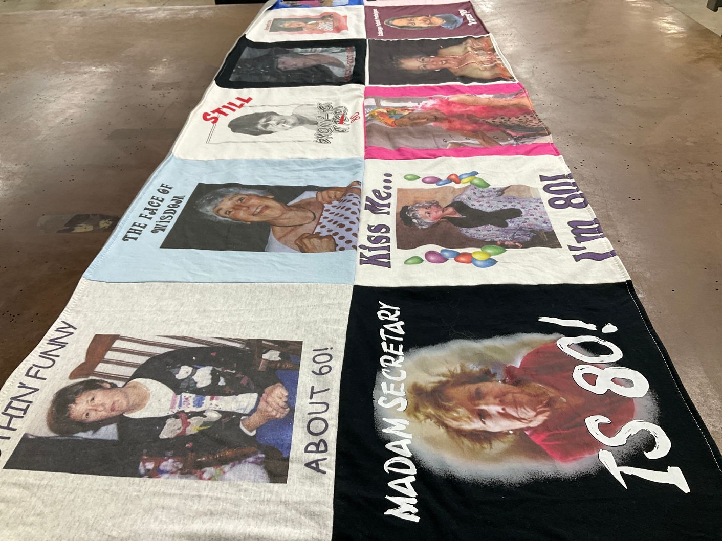T-shirt quilt with celebration, birthdays themes by Susan from NJ