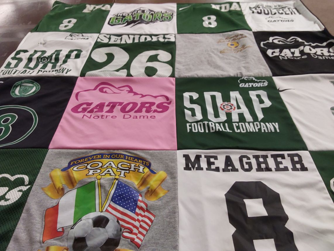 T-shirt quilt featuring gators soccer team by Brianne from NY