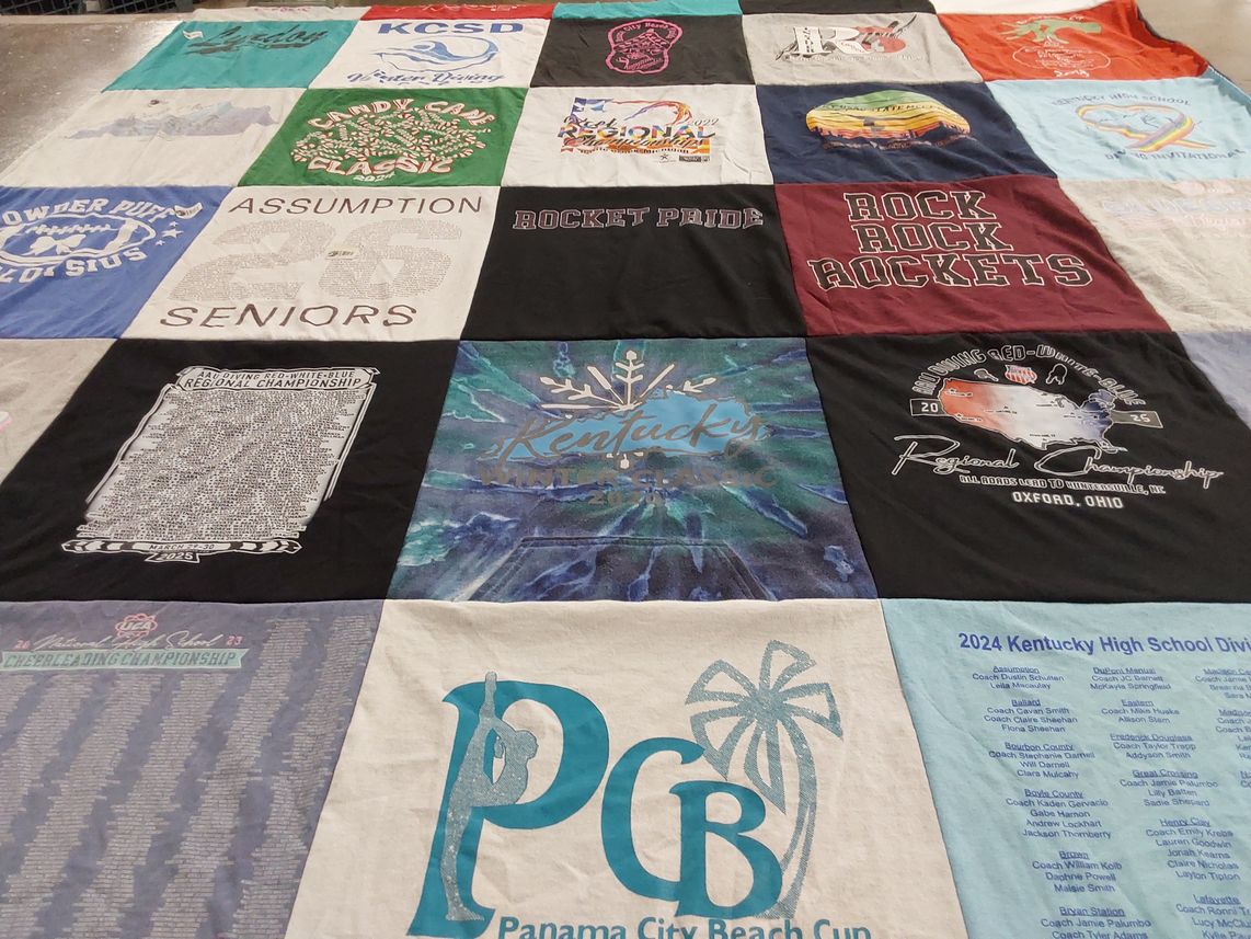 T-shirt quilt featuring rock rock rockets by Emiko from KY