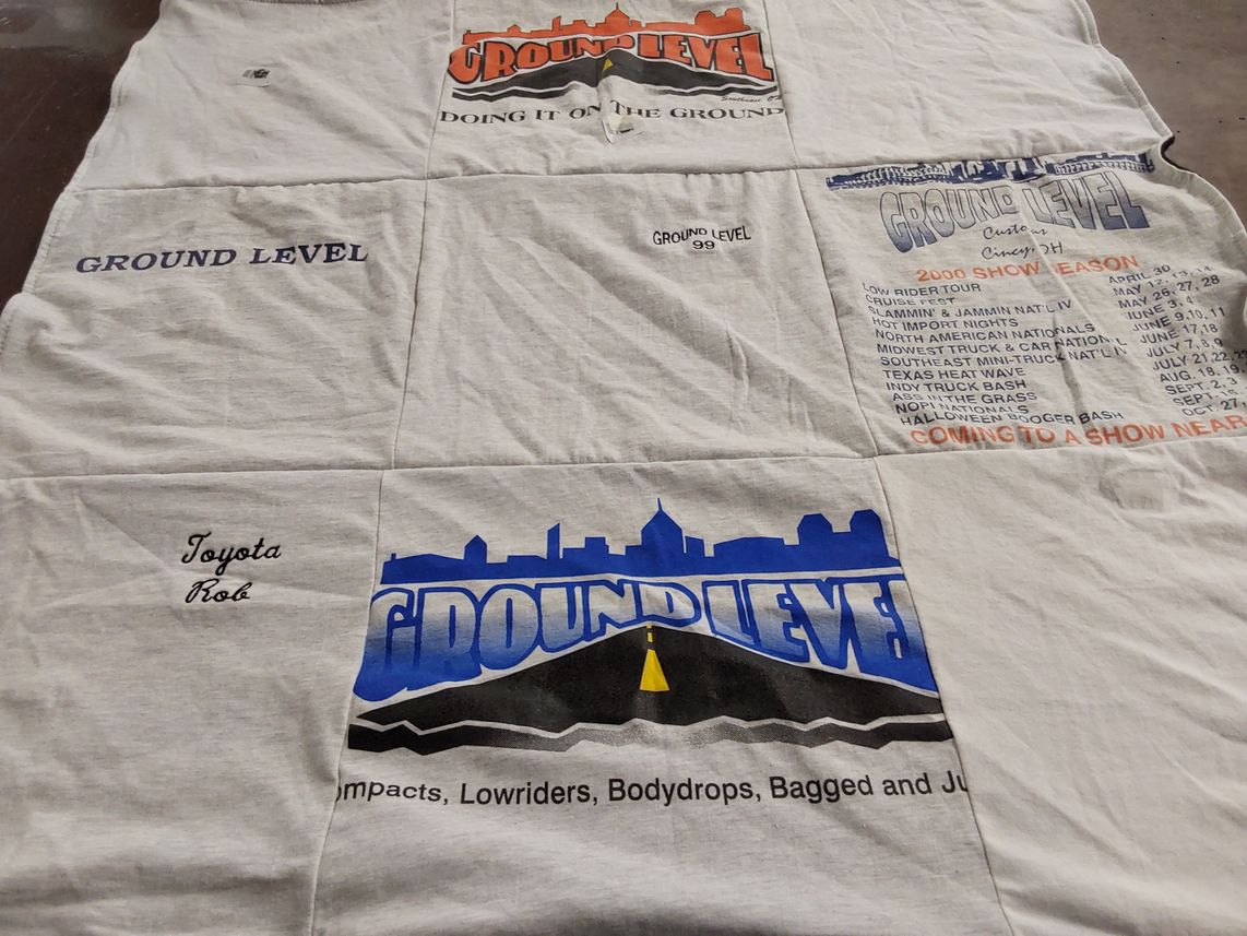 T-shirt quilt with cars, automobile shows themes by Tammy from OH