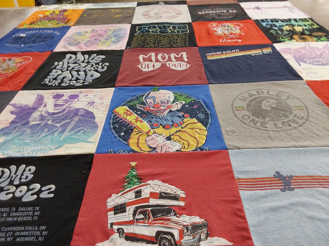 T-shirt quilt with music, concerts themes by Herbert from MA