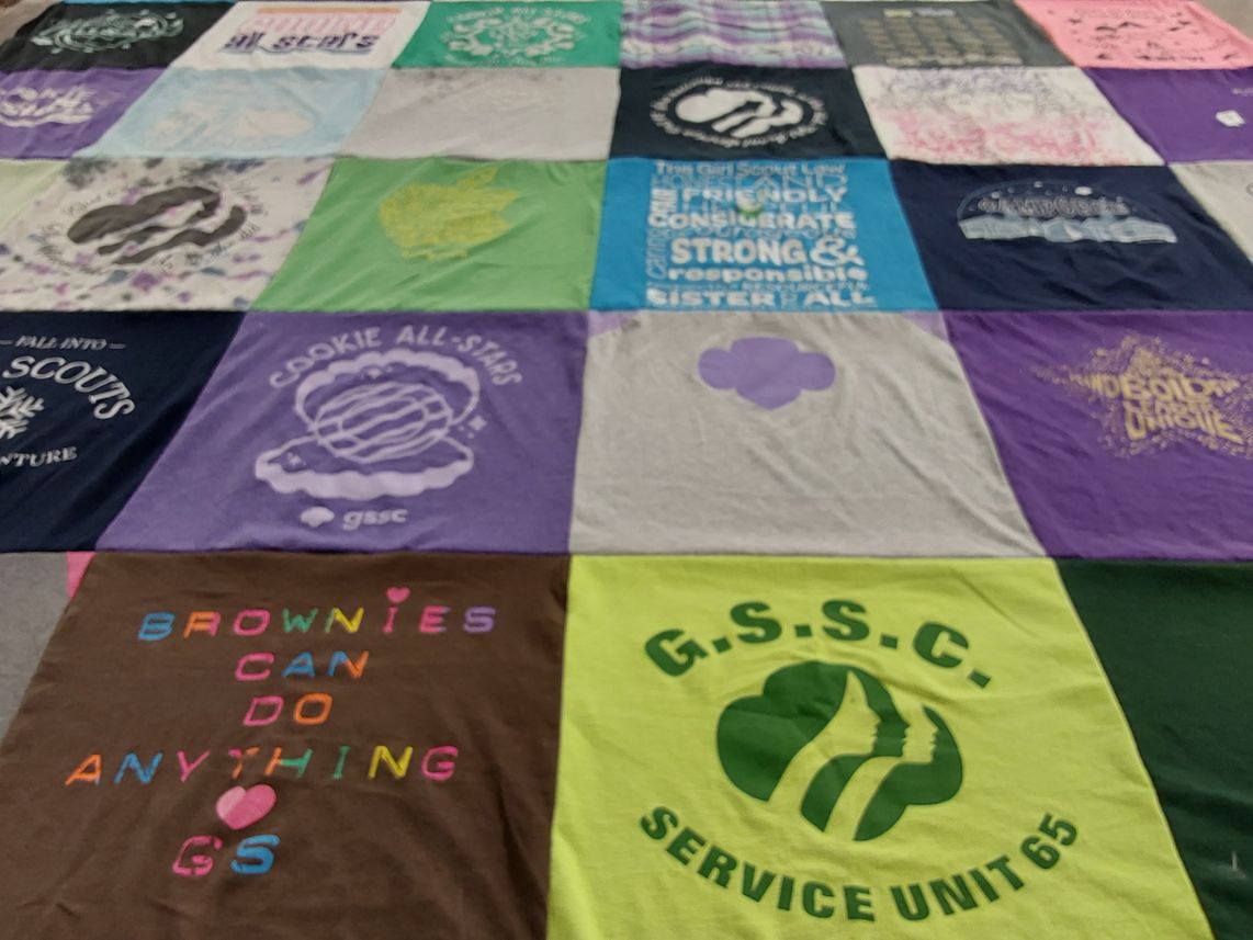 T-shirt quilt with girl scouts, cookies themes by Nicole from NY
