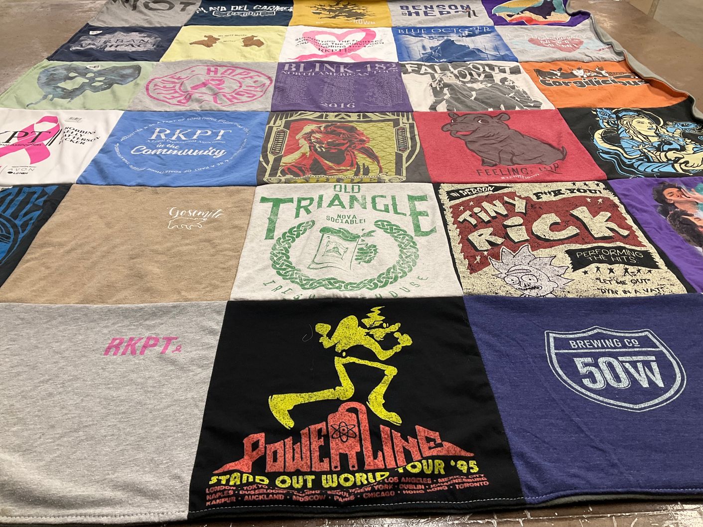 T-shirt quilt with music, animation themes by Susan from OH