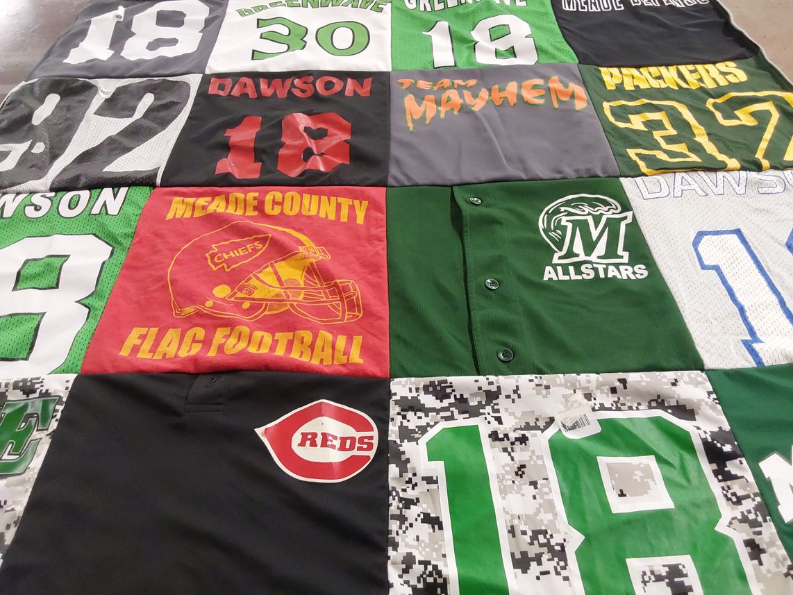 T-shirt quilt featuring chiefs, packers by Cory from KY