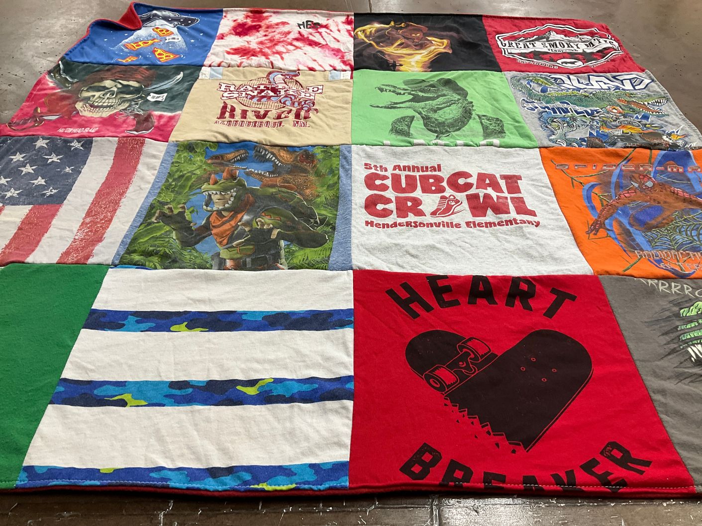 T-shirt quilt from hendersonville elementary by Maggi from NC