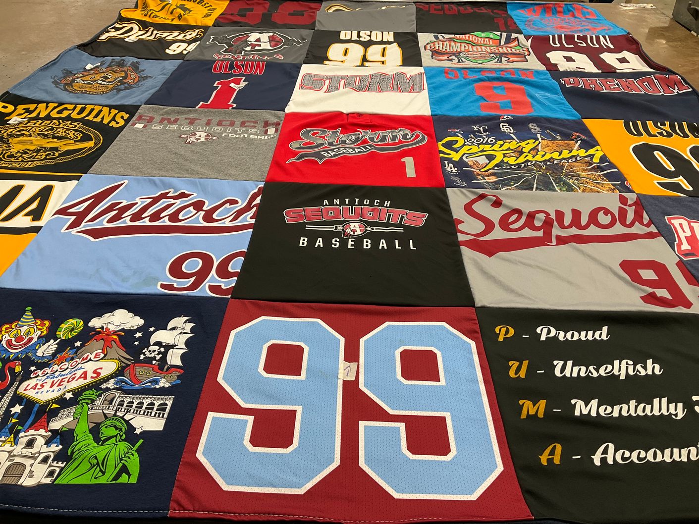T-shirt quilt featuring antioch sequoits baseball by Lauren from IL