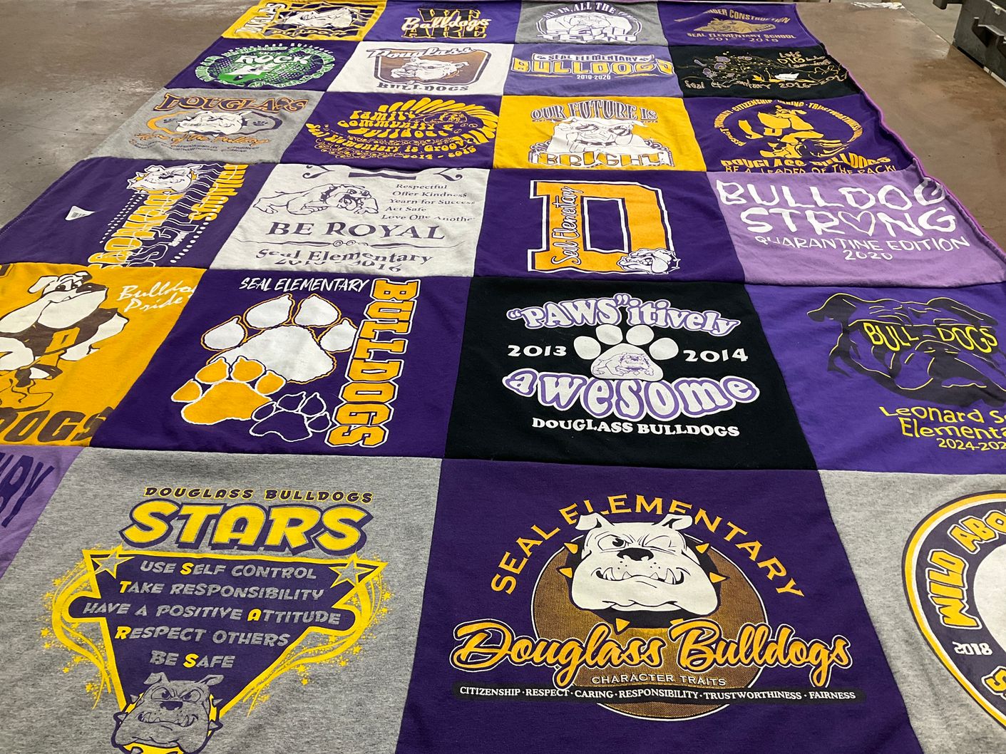 T-shirt quilt featuring douglass bulldogs by Christena from KS