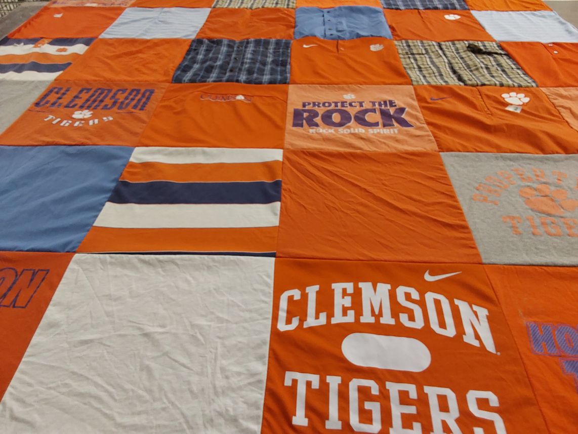 T-shirt quilt featuring clemson tigers by Lauren from SC