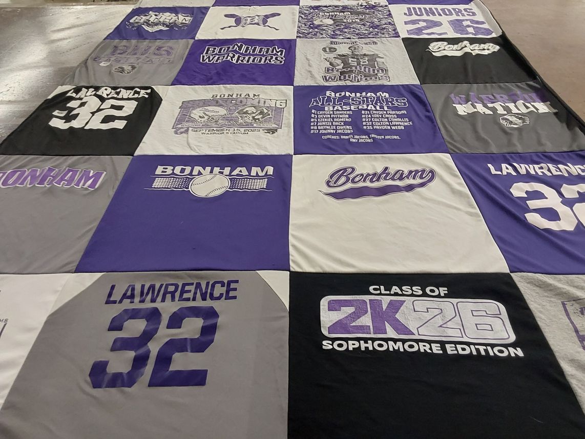 T-shirt quilt featuring bonham warriors by Jessica from TX