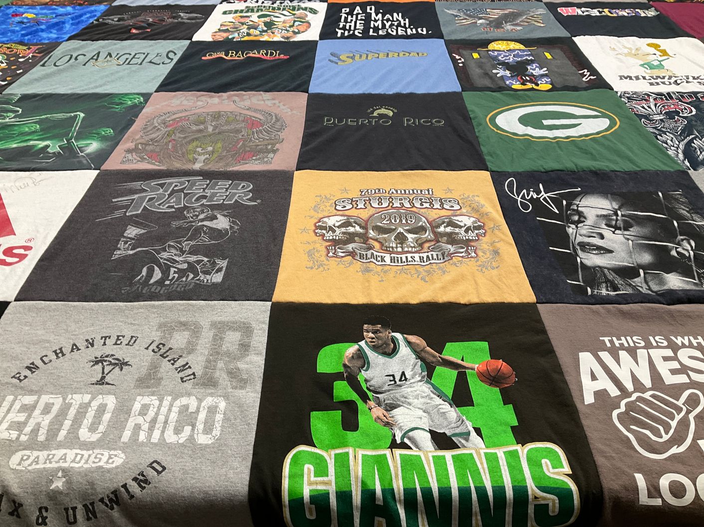 T-shirt quilt featuring milwaukee bucks by Kevin from WI