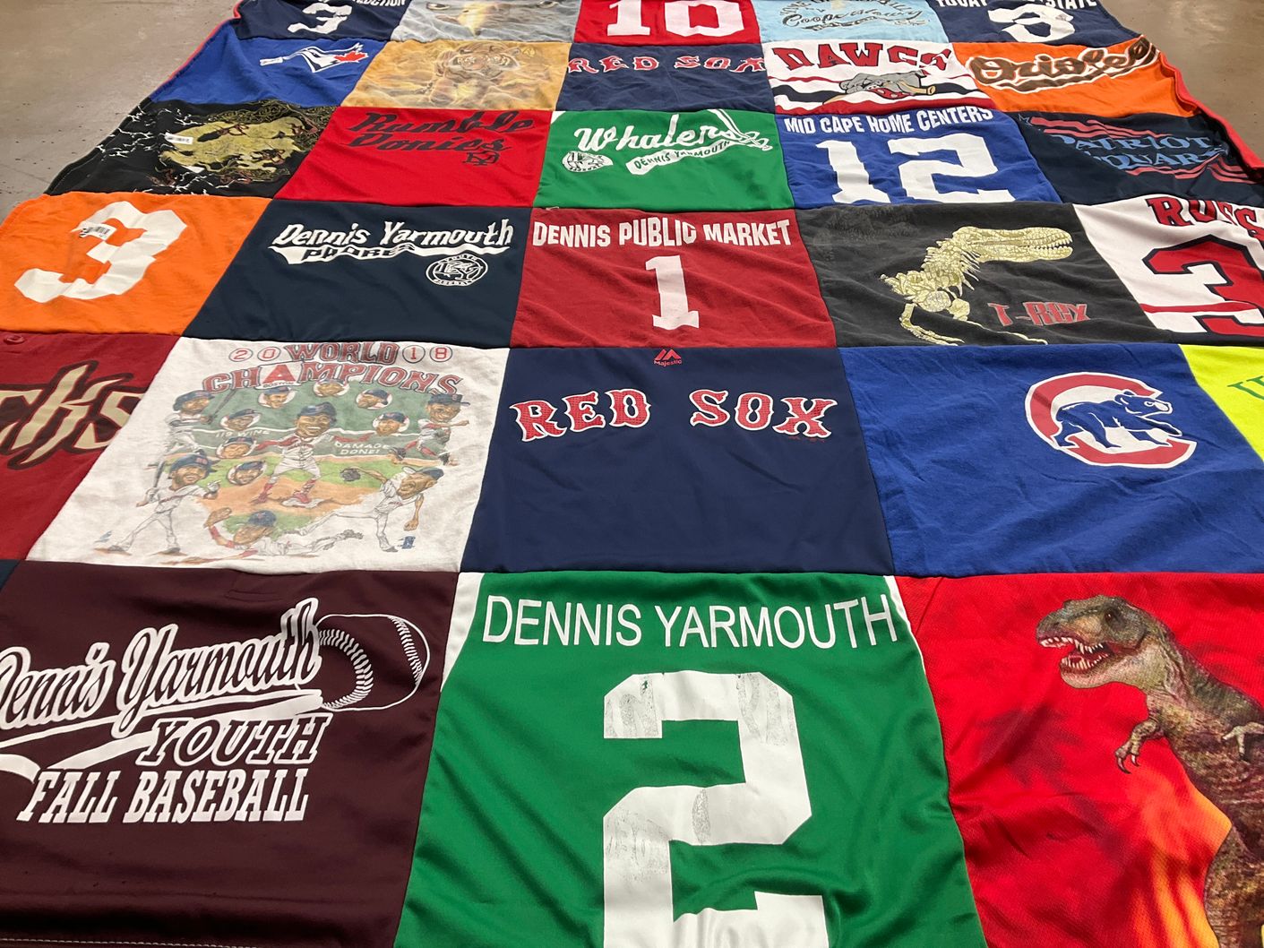 T-shirt quilt featuring boston red sox, dennis yarmouth youth baseball by Diane from MA