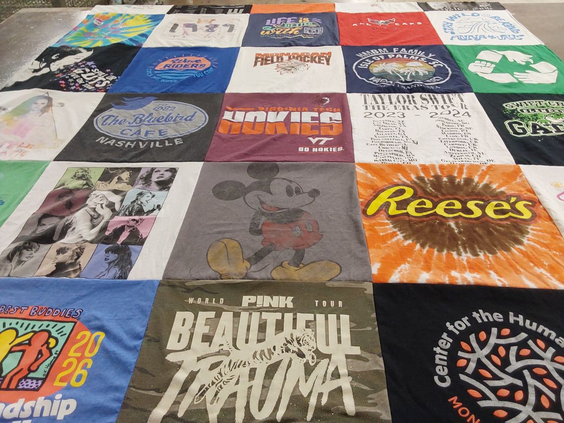 T-shirt quilt from virginia tech university by Andi from VA