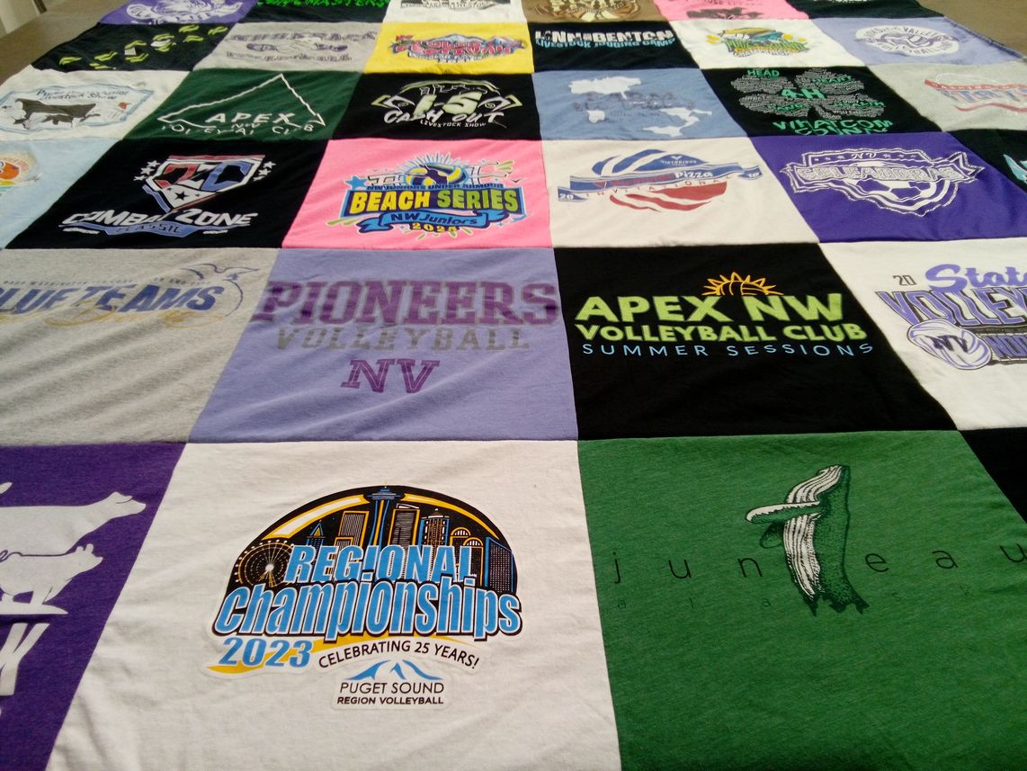 T-shirt quilt featuring blue teams by Rhonda from WA