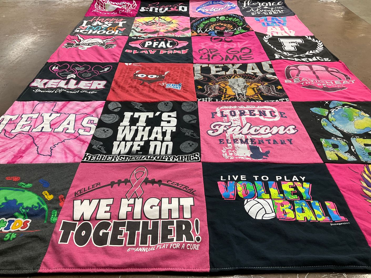 T-shirt quilt from keller high school, florence elementary school by Tammy from TX