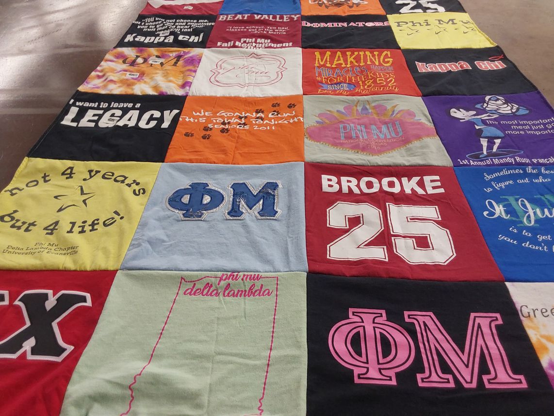 T-shirt quilt from university of evansville by Brooke from IN