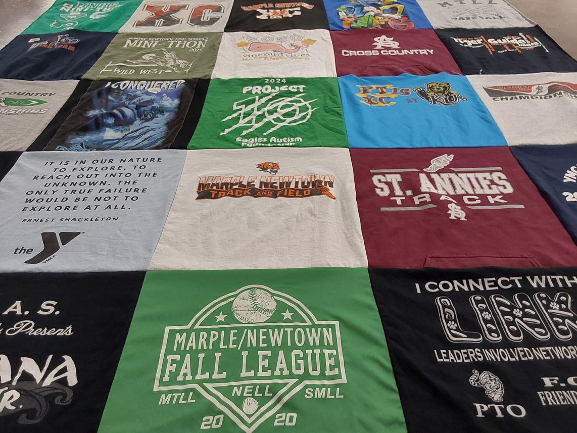 T-shirt quilt featuring marple newtown fall league by Kristyn from PA