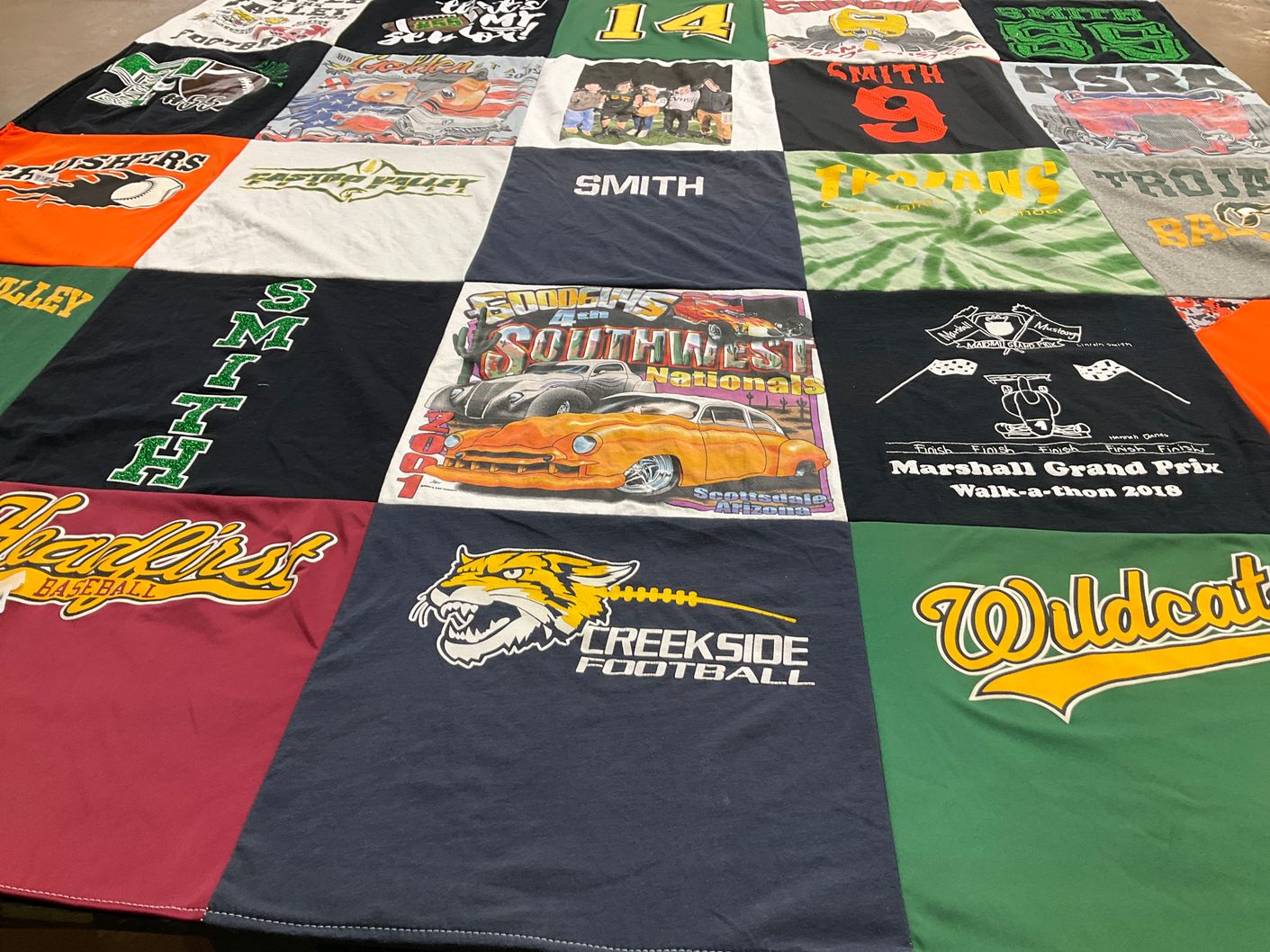 T-shirt quilt featuring creekside football, trojans by Kim from CA