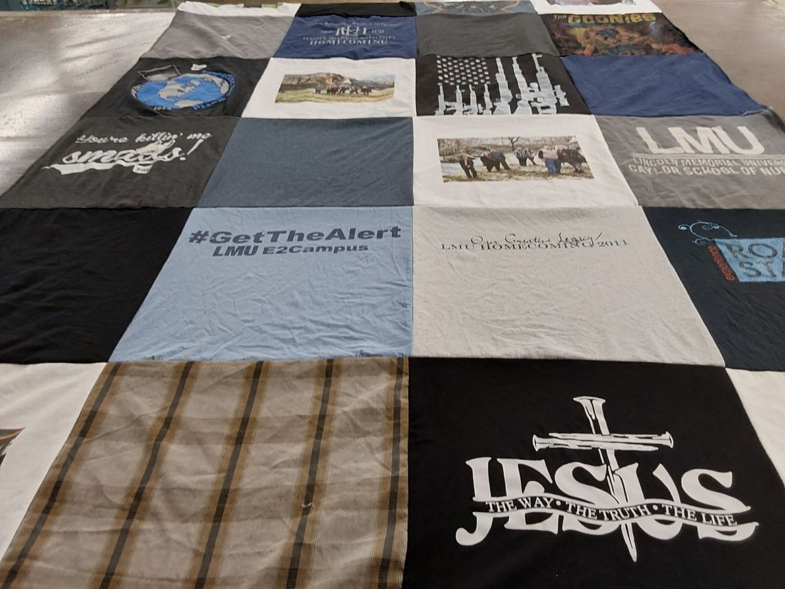 T-shirt quilt from lincoln memorial university by Rachel from TN
