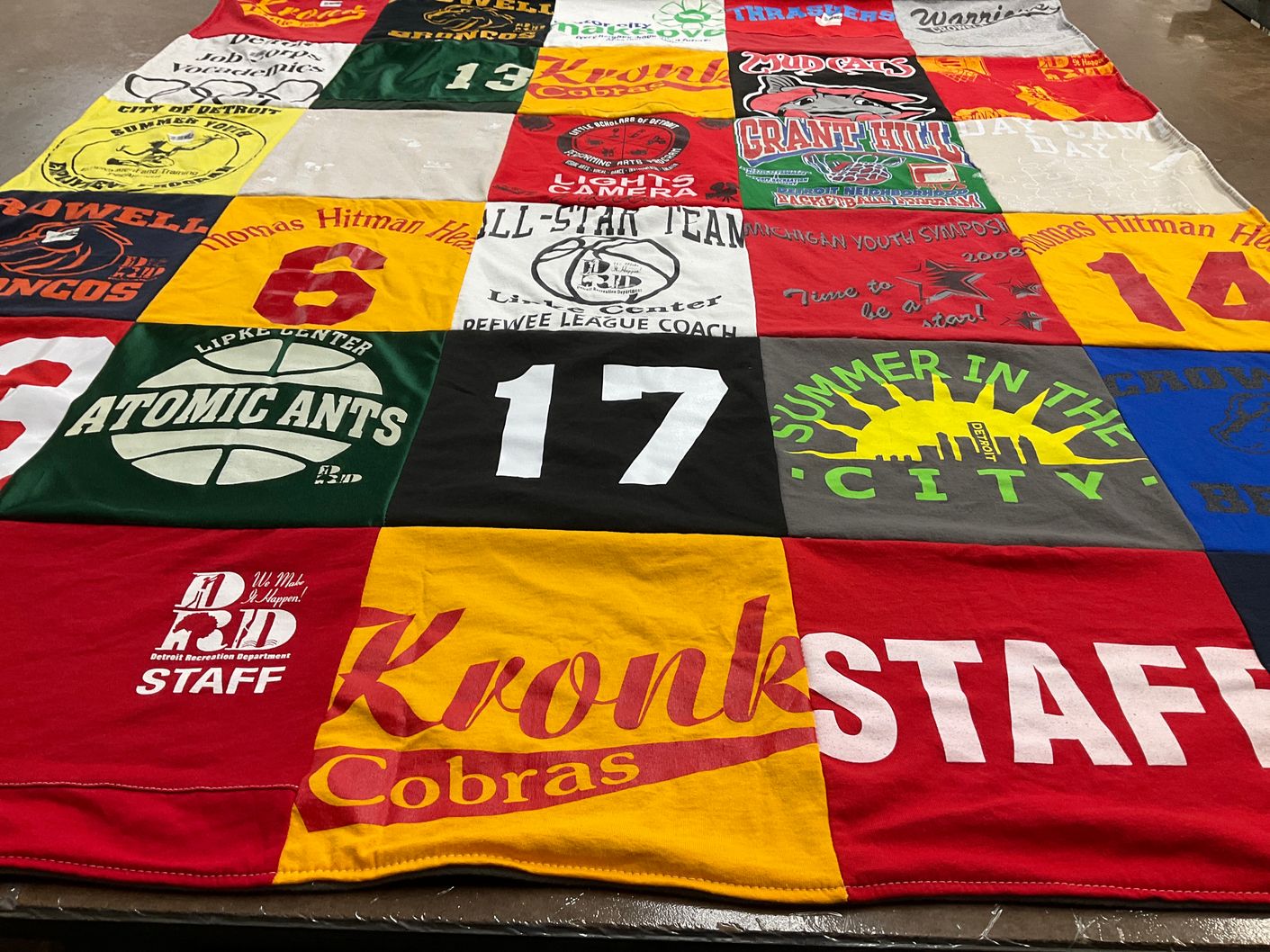 T-shirt quilt featuring kronk cobras, detroit broncos by Archie from MI