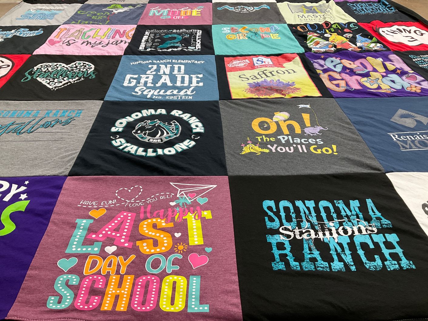 T-shirt quilt from sonoma ranch elementary school by Sonia from AZ