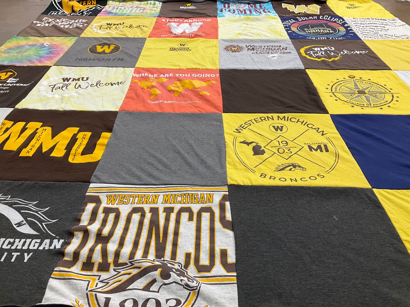 T-shirt quilt featuring western michigan broncos by Erica from IN