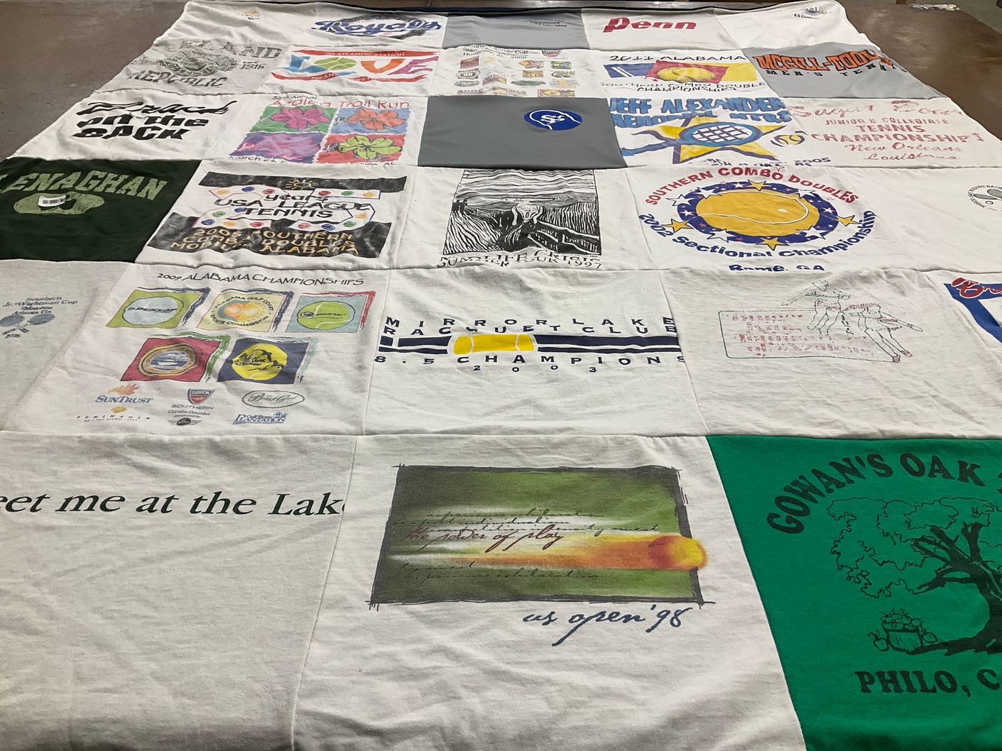 T-shirt quilt with sports, tennis themes by Kim from AL