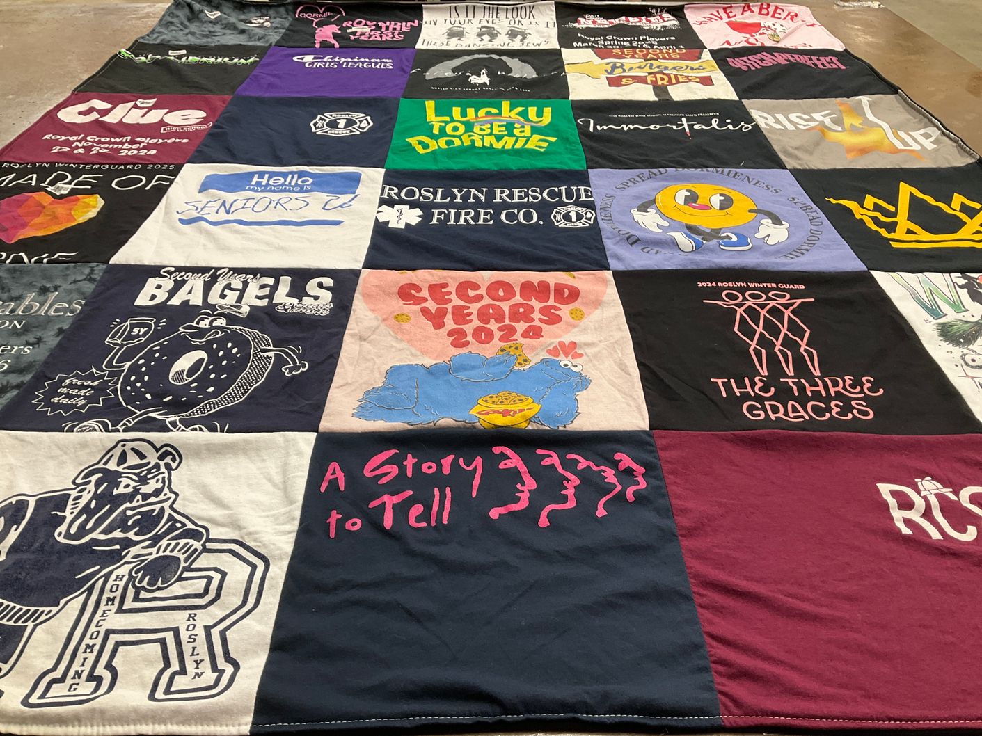 T-shirt quilt from roslyn high school by dorit from NY