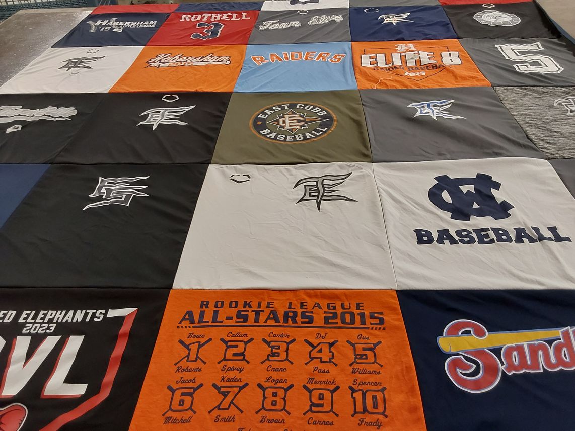 T-shirt quilt featuring east cobb baseball, raiders by Krista from GA
