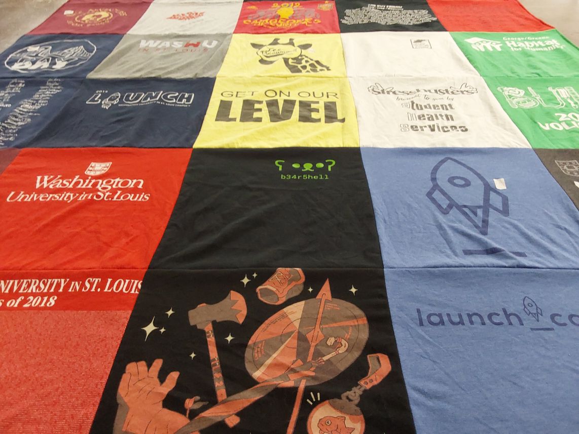 T-shirt quilt from washington university in st. louis by Zachary from CA