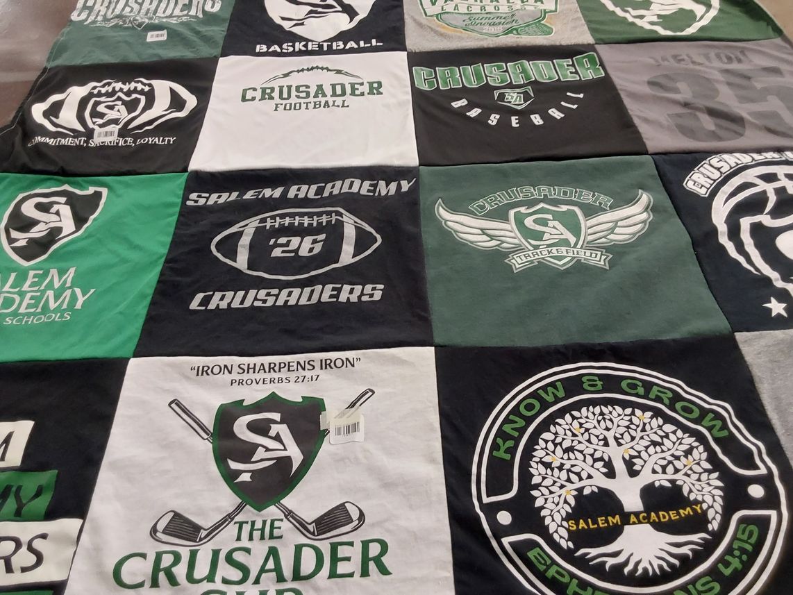 T-shirt quilt featuring salem academy crusaders by Jennifer from OR