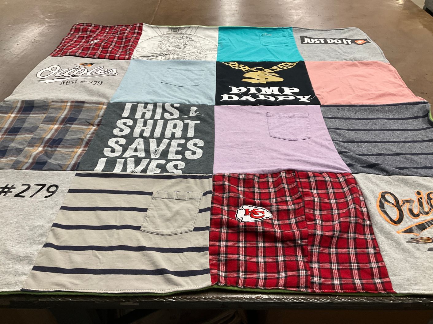 T-shirt quilt featuring baltimore orioles, kansas city chiefs by Robert from OH