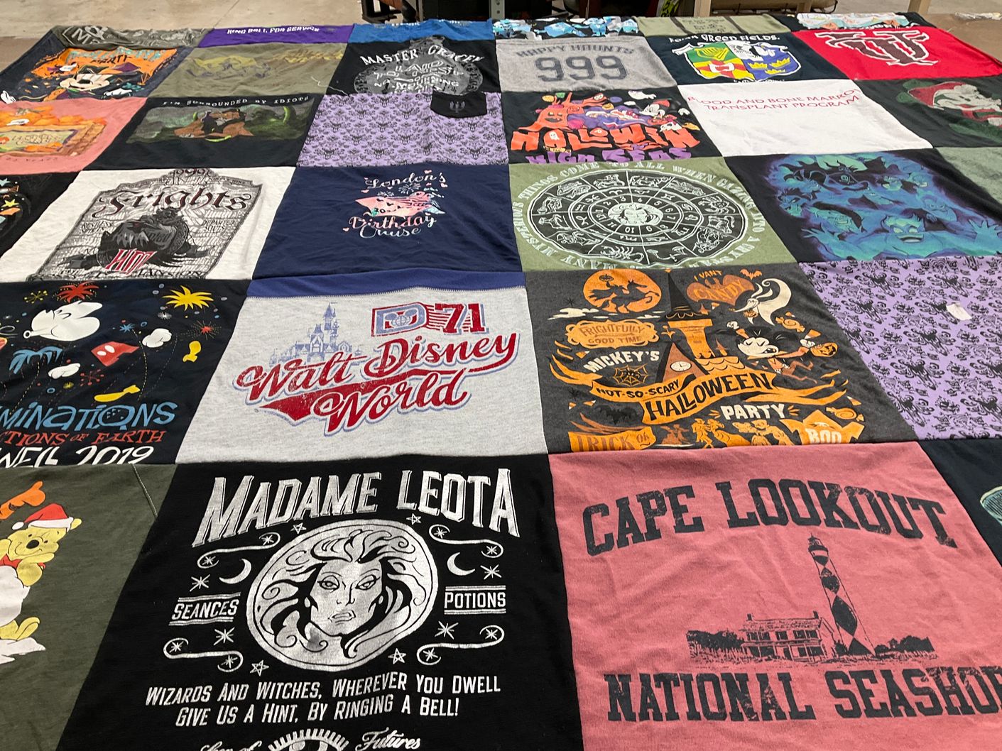 T-shirt quilt with disney, halloween themes by London from FL