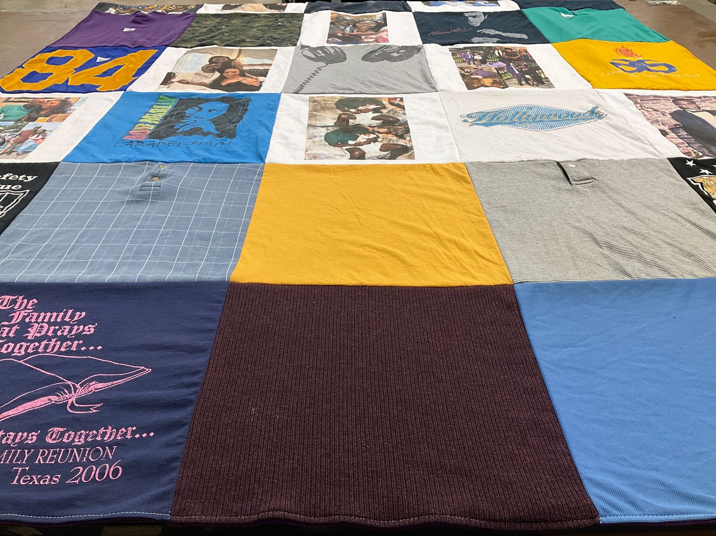 T-shirt quilt with family gatherings, reunions themes by Charla from GA
