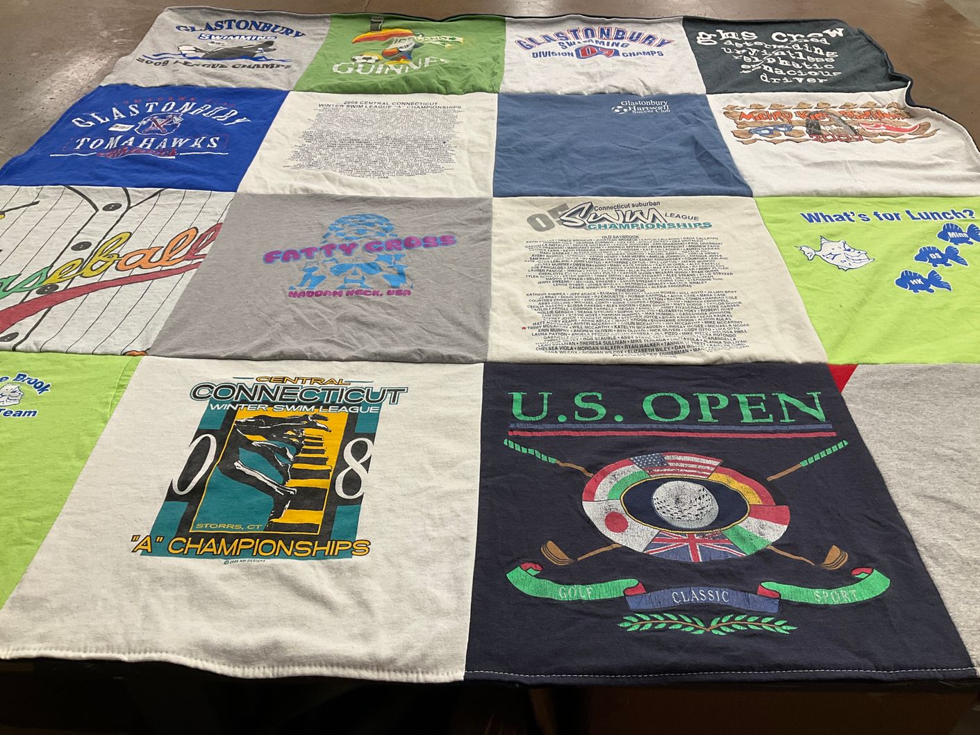 T-shirt quilt from central connecticut state university by Bernadette from CT