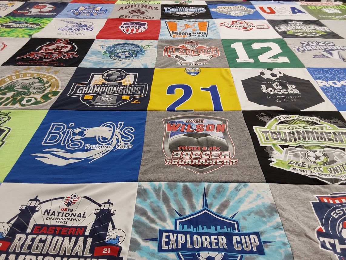 T-shirt quilt with soccer, sports themes by Samantha from NY