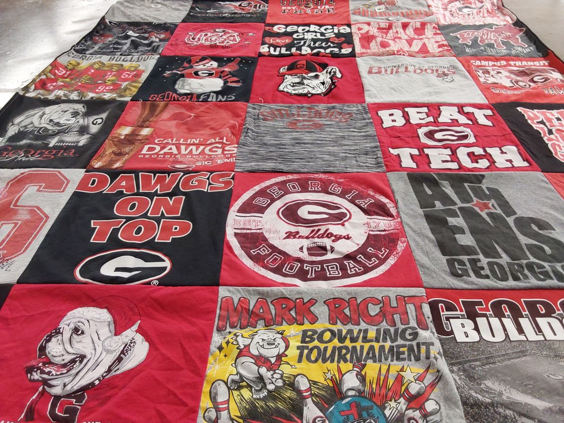 T-shirt quilt featuring georgia bulldogs by Sara from GA