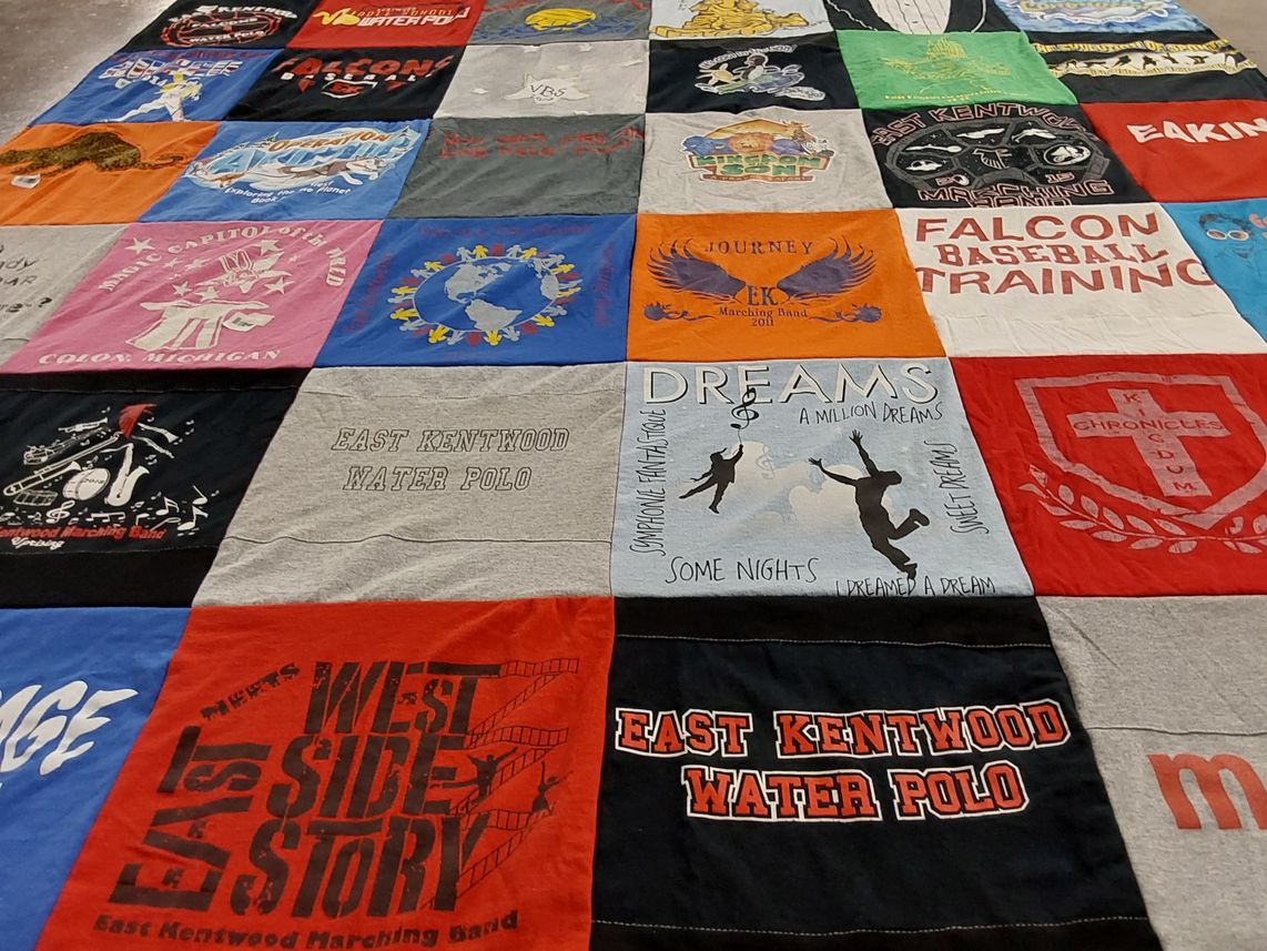 T-shirt quilt featuring east kentwood water polo, falcons baseball by Sue from MI