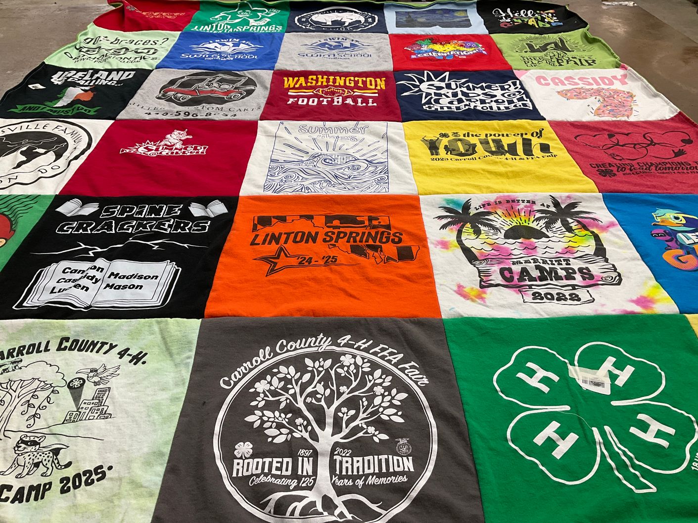 T-shirt quilt with youth leadership, camping themes by Amanda from MD
