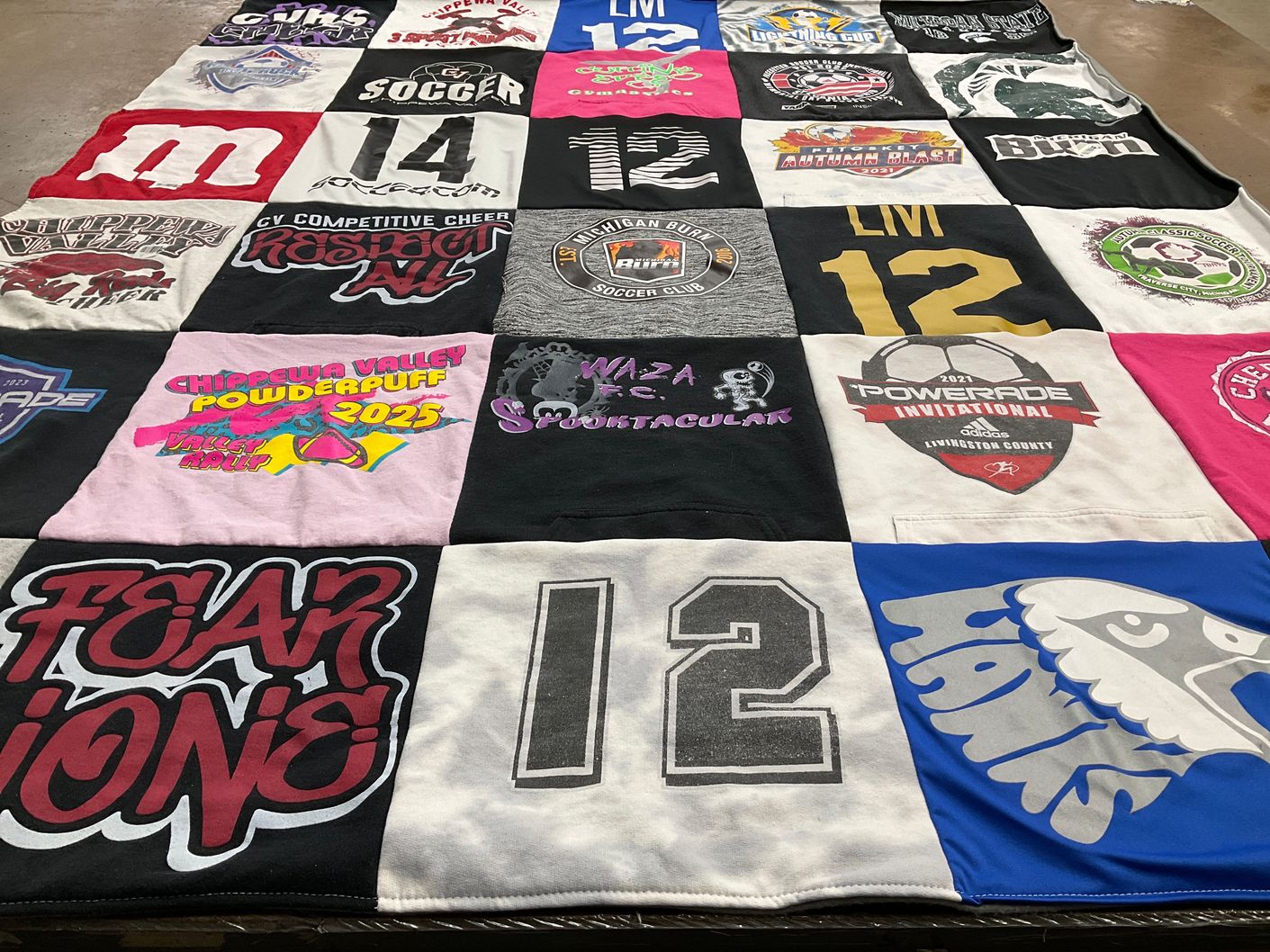 T-shirt quilt featuring huskies by Kristen from MI