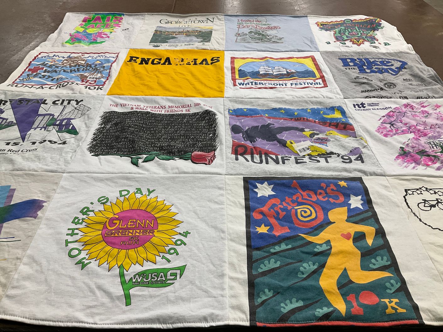 T-shirt quilt with running, events themes by Mark from CA
