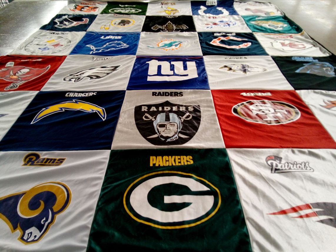 T-shirt quilt featuring new york giants, green bay packers by Renee’ from PA