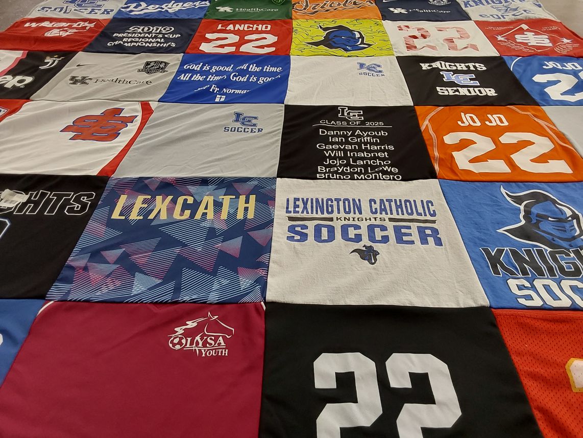 T-shirt quilt featuring lexington catholic knights soccer by Jorge from KY