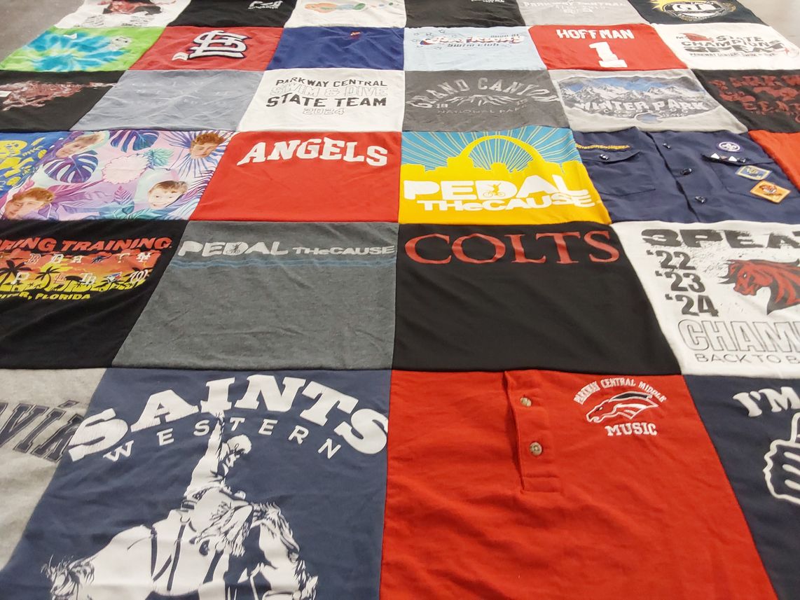 T-shirt quilt featuring colts, saints by Jenny from MO